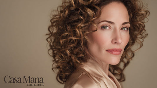 femme chatain belle boucles de cheveux naturels casa mana collection